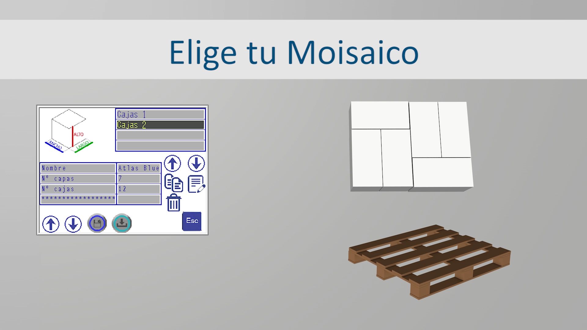 elige tu mosaico para configurar el paletizado con nuestra pantalla táctil HMI